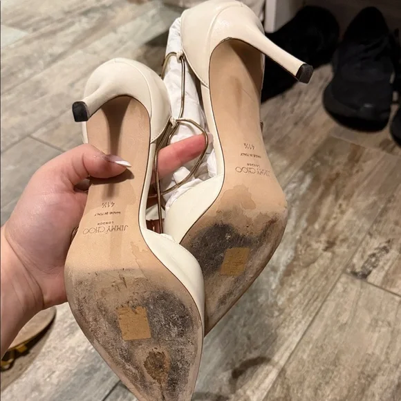 Jimmy Choo Ivory Strappy Heels - Picture 6 of 7